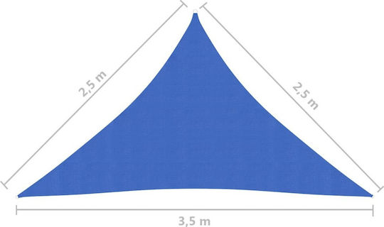 vidaXL Dreieck Sonnensegel Blau 2.5x2.5x3.5m 160gr/m² hergestellt aus HDPE 160gr/m²