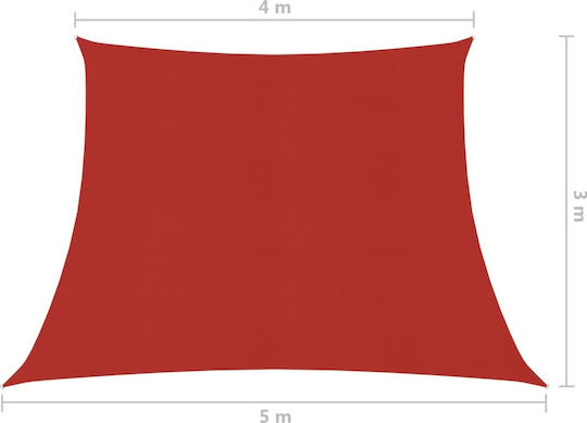 vidaXL Trapezoidal Umbrela Sail Roșu Cu cerc 160gr/m² fabricat din HDPE