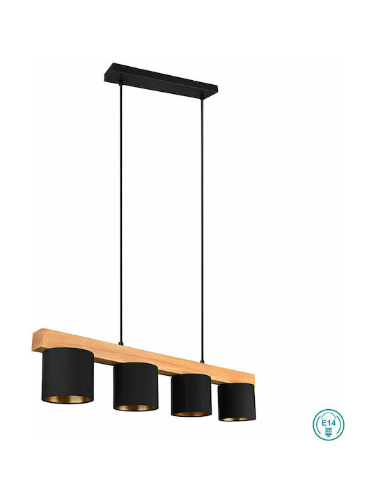 Trio Lighting Cameron Adjustable Pendant Light Black Rail for 4 Bulbs E14, E.14 75x150cm