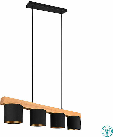 Trio Lighting Cameron Ρυθμιζόμενο Κρεμαστό Φωτιστικό Μαύρο Ράγα για 4 Λαμπτήρες E14 75x150εκ.