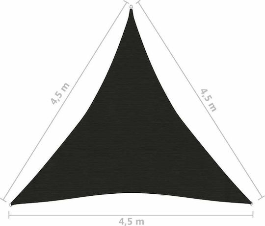 vidaXL Triangle Shade Sail Black With Hoop 4.5m 160gr/m² made of HDPE