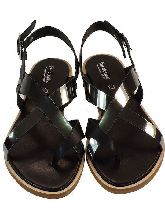 268 Leather Women's Flat Sandals in Black Color