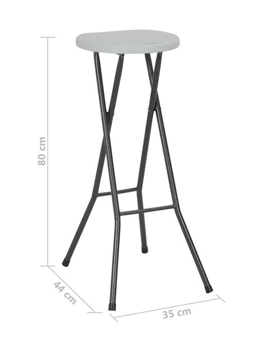 Metallic Garden Stool for Bar Outdoor White / Black 2 Pieces 35x44x80cm