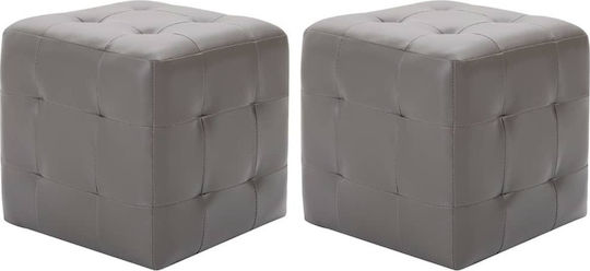 Табуретка Дневна стая Изкуствена кожа Сив 2бр 30x30x30бр