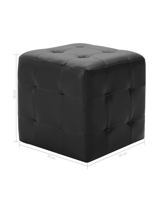 Stool For Living Room Upholstered with Leatherette Black 2pcs 30x30x30cm