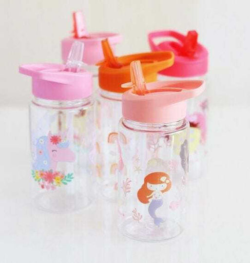 A Little Lovely Company Mermaids Kinderflasche Kunststoff mit Strohhalm Rosa 450ml