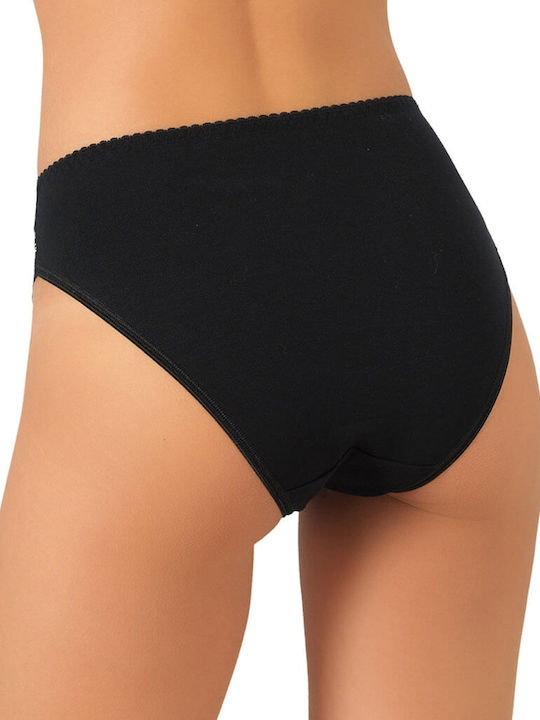 High-waisted Women's Slip with Lace Black