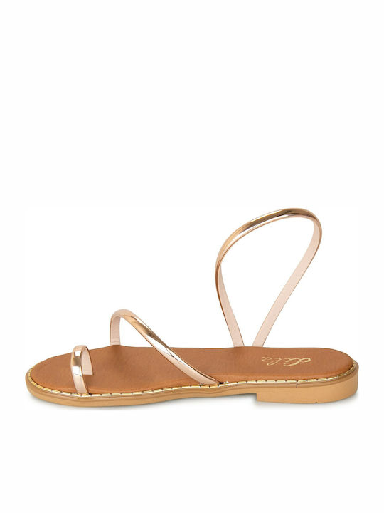 Leather Women's Flat Sandals Flatforms in Gold Color