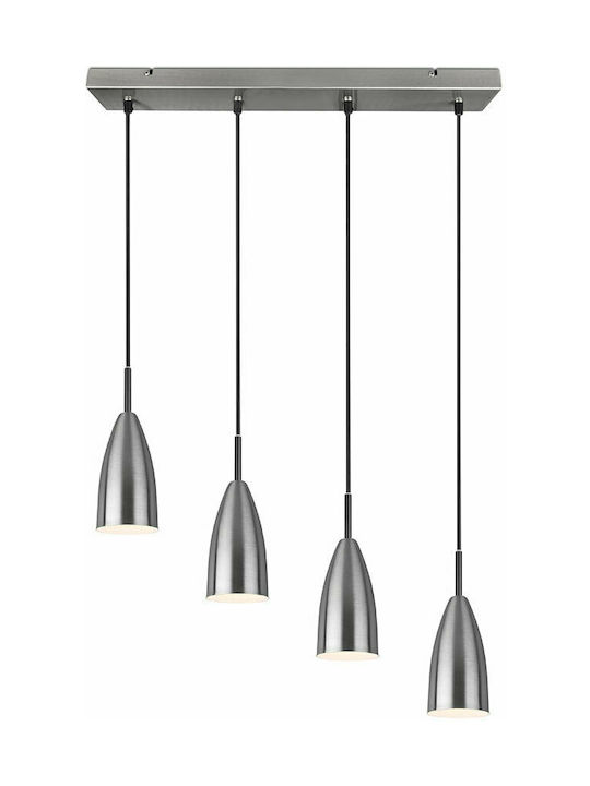 Trio Lighting Farin Adjustable Pendant Light Silver Rail for 4 Bulbs E14, E.14 58x150cm