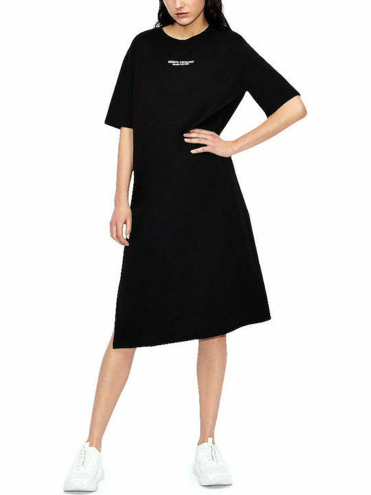 Sommer Midi T-Shirt Kleid Schwarz