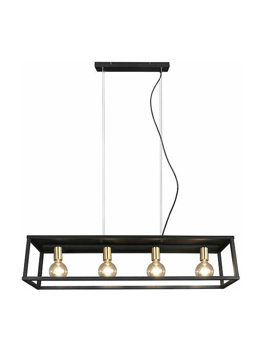 Trio Lighting Vito Adjustable Pendant Light Black Rail for 4 Bulbs E27 100x150x100cm
