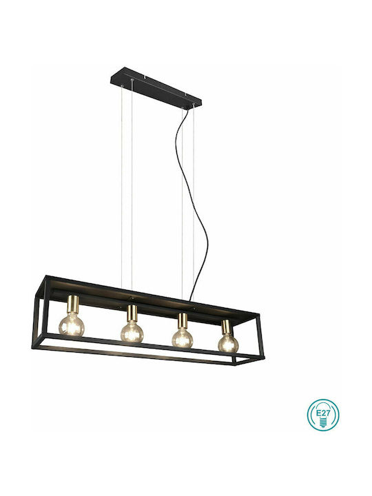 Trio Lighting Vito Adjustable Pendant Light Black Rail for 4 Bulbs E27 100x150x100cm