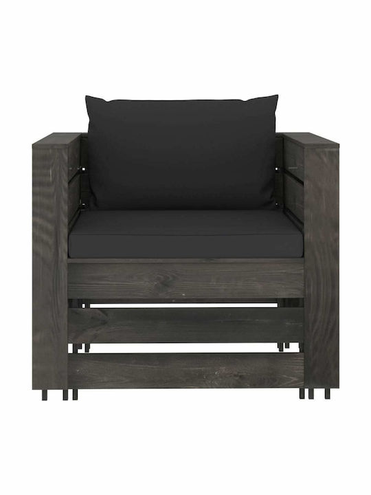 Set Lounge for Small Outdoor Spaces Grey / Black with Pillows 2pcs