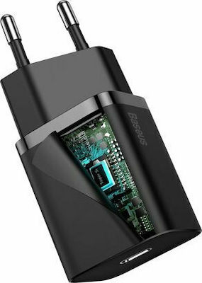 Baseus Φορτιστής Χωρίς Καλώδιο με Θύρα USB-C 20W Power Delivery Μαύρος (Super Si)