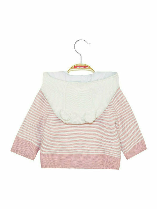 Energiers Kids Cardigan Knitted with Hood Pink