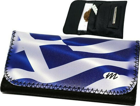 Monte Greek Flag Pungă de tutun cu Închidere Magnetică 16x8.5cm.