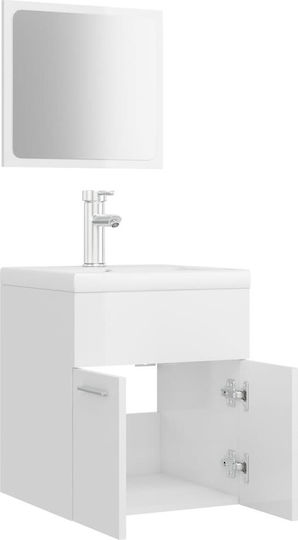 vidaXL Πάγκος με Νιπτήρα & Καθρέπτη Μ41xΒ38.5xΥ45cm Λευκός