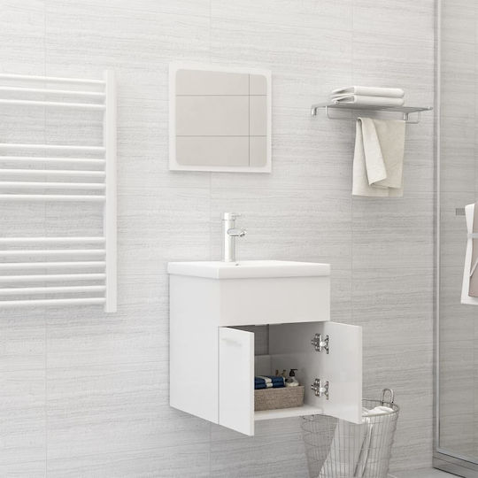 vidaXL Πάγκος με Νιπτήρα & Καθρέπτη Μ41xΒ38.5xΥ45cm Λευκός