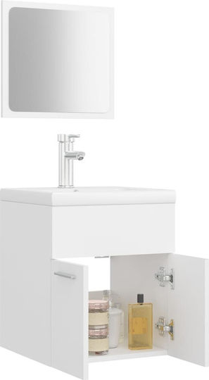 vidaXL Countertop with Sink & Mirror L41xW38.5xH46cm White