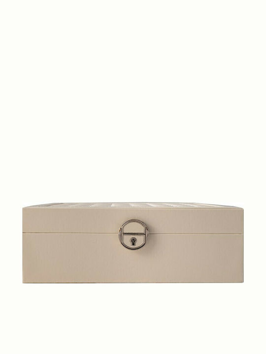 CX7191 Jewellery Box with Mirror Beige 25x25x8.5cm