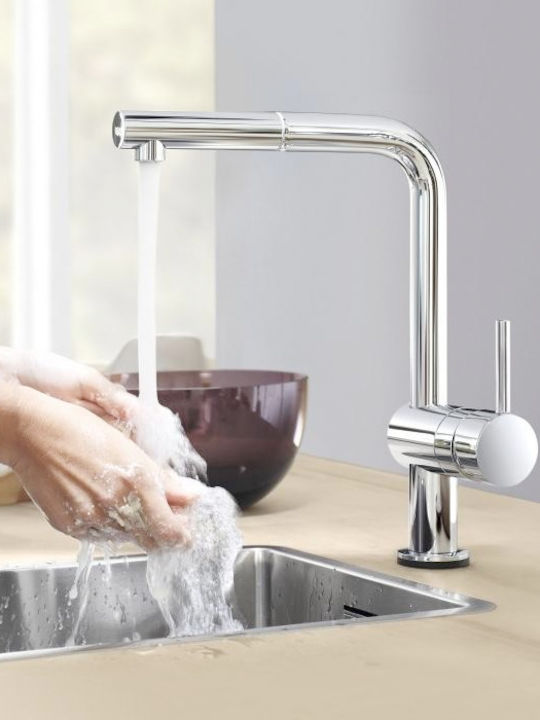 Grohe Minta Touch Küchenarmatur Zähler mit Dusche Silber