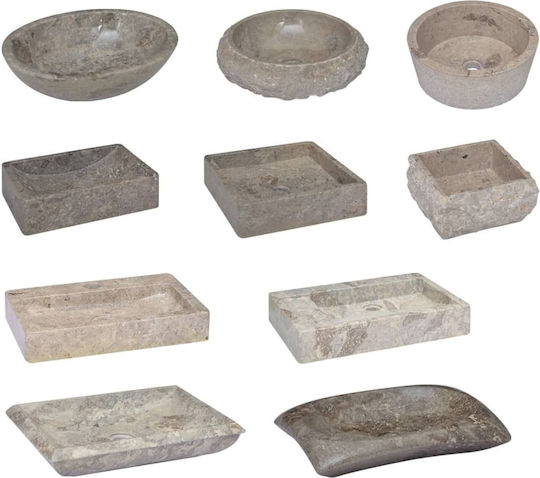 vidaXL Επικαθήμενος Νιπτήρας Πέτρινος 45x30x12cm Γκρι