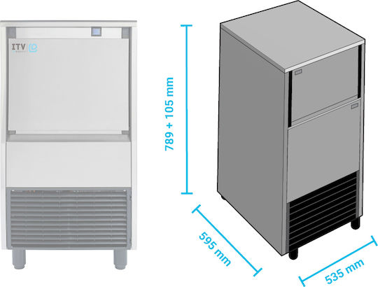 ITV Ice Makers Παγομηχανή Ψεκασμού με Ημερήσια Παραγωγή 77kg & Χωρητικότητα 25kg