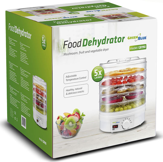 Green Blue GB190 Dehidrator alimentar cu 5 rafturi și temperatură reglabilă 35-70°C