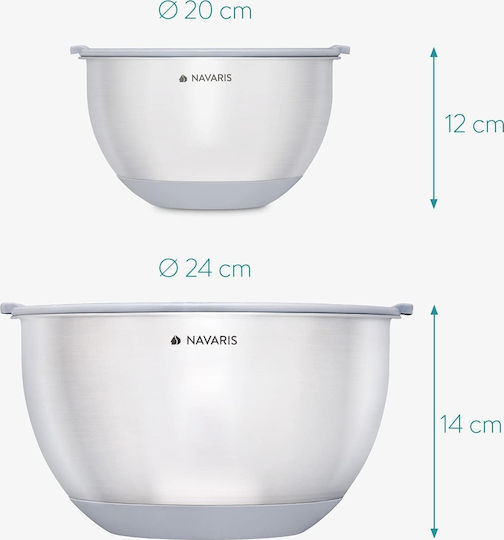 Navaris Σετ Δοχεία Φαγητού Inox Ασημί 2τμχ
