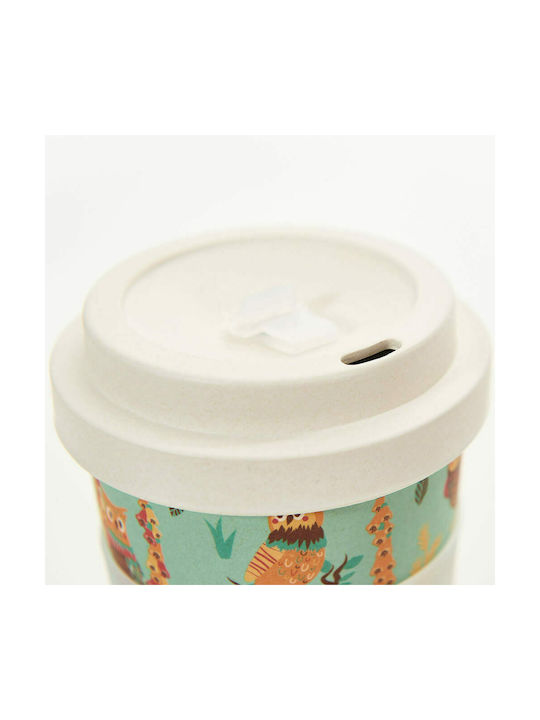 Eco Chic Owl Bamboo Cup with Lid Blue E-