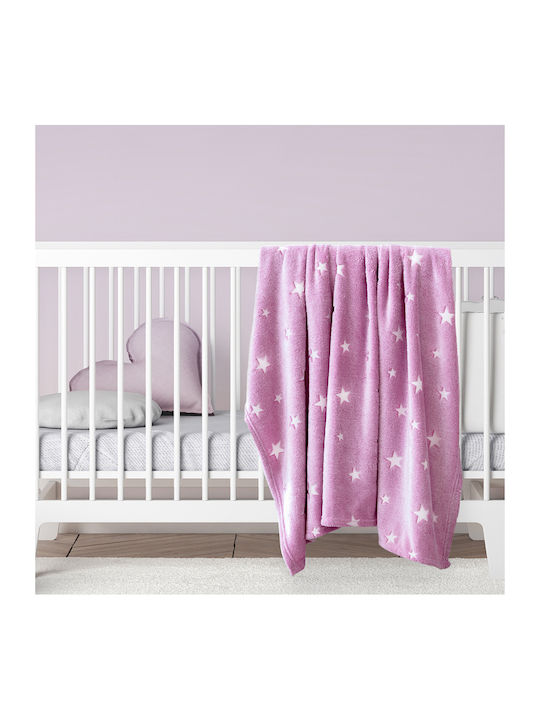 Kocoon Pătură Pătuț Glow Star Fleece Roz 110x140cm