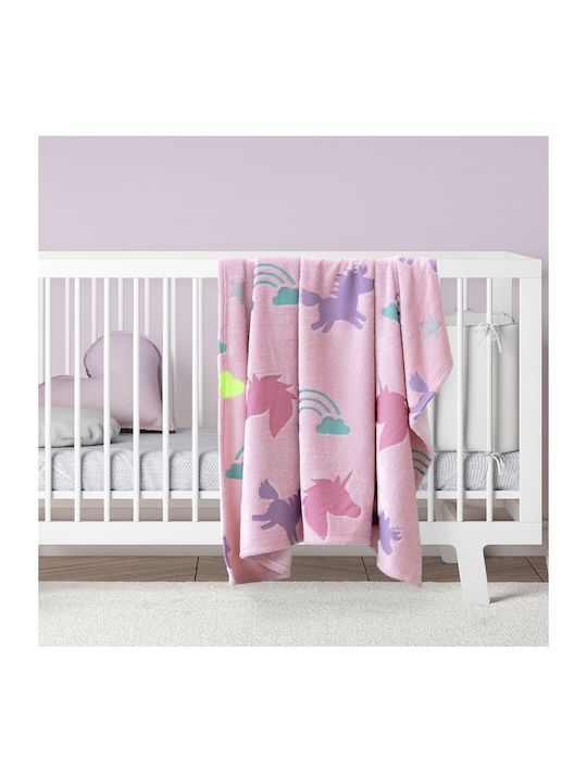 Kocoon Blanket Nursery Swaddling Blankets Shiny Unicorn Fleece Pink 80x110cm. 27040