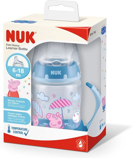Nuk Εκπαιδευτικό Μπιμπερό με Λαβές First Choice 6m+ Peppa Pig Μπλε 150ml