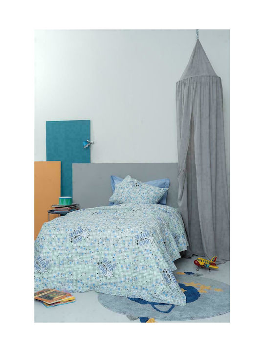Palamaiki Cluster Set Kids Duvet Cover Single with Pillowcase Cotton Blue 170x250cm
