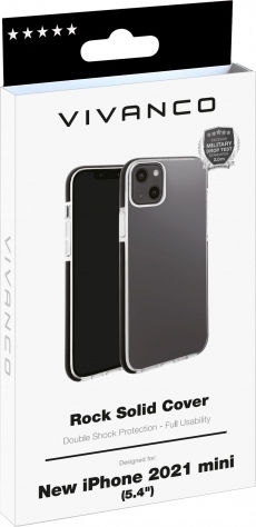 Vivanco Rock Solid Back Cover Silicone Transparent / Black (iPhone 13 mini)