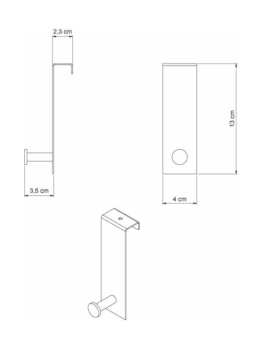 Grekon Inox Door Hook Black 4x3.5x13cm