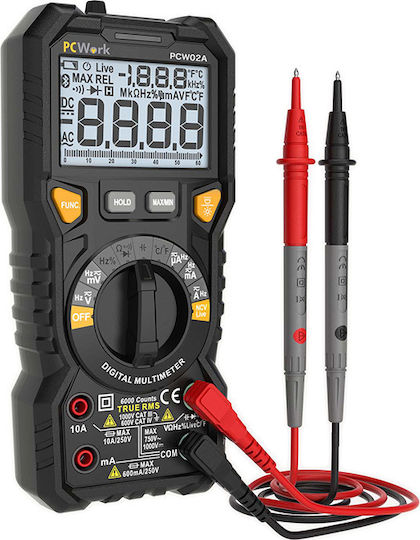 Range PCW02A Ψηφιακό Πολύμετρο True RMS με Μέτρηση AC / DC / Αντίστασης / Χωρητικότητας / Θερμοκρασίας