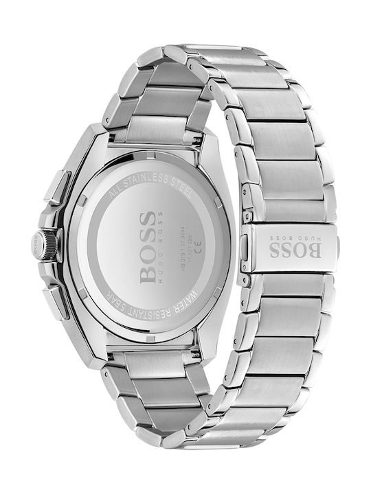 Boss Grandmaster Ανδρικό Ρολόι 46mm Χρονογράφος Μπαταρίας με Ασημί Μεταλλικό Μπρασελέ