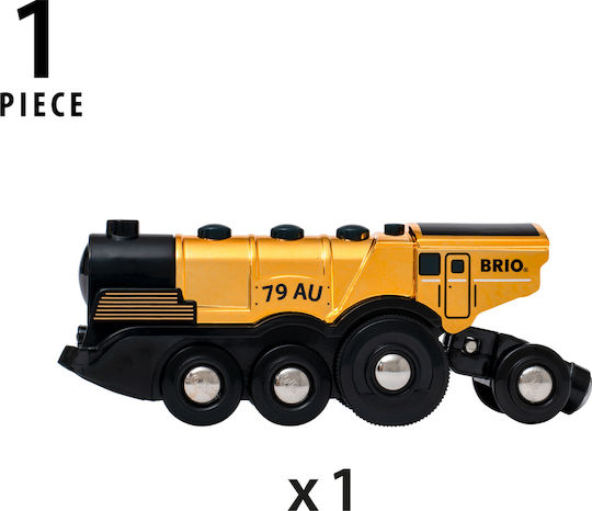 Brio Toys Golden Battery Lock Trenuleț cu Sunet și Lumină pentru 3+ ani+ Ani