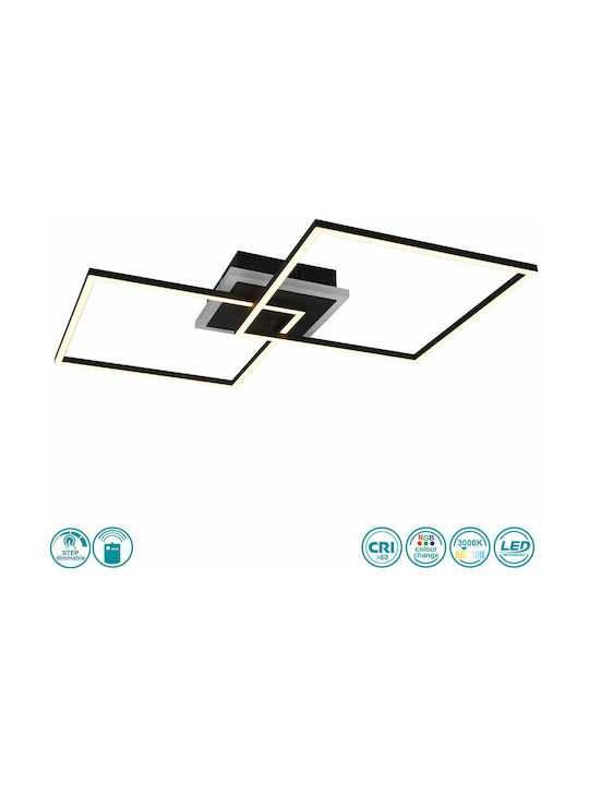 Trio Lighting Arribo Μοντέρνα Μεταλλική Πλαφονιέρα Οροφής με Ενσωματωμένο LED σε Μαύρο χρώμα 61cm