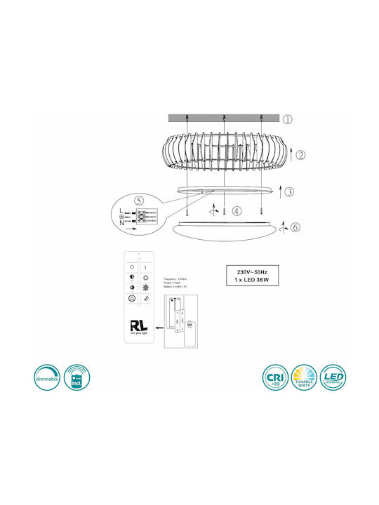 Trio Lighting Monte Ceiling Mount Light 60cm Beige with Integrated LED and Remote Control