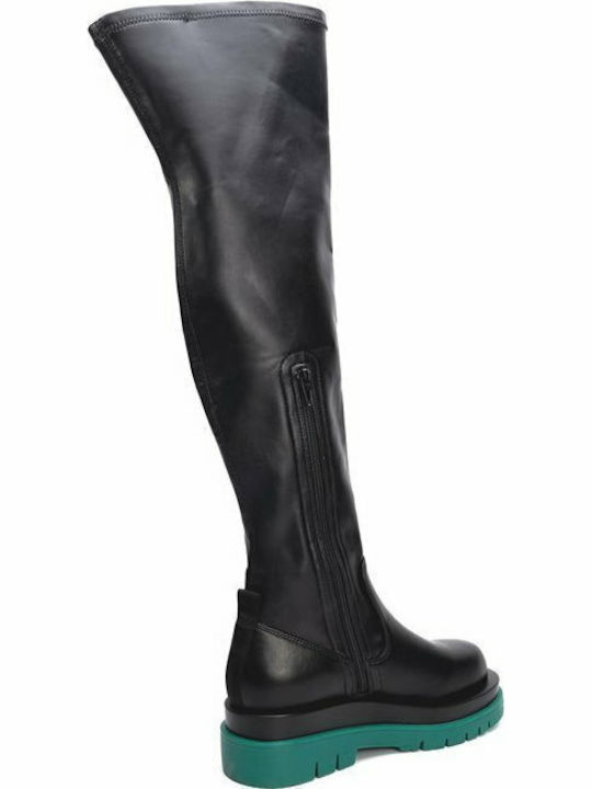 Favela Nola Leather Women's Boots Over the Knee Black