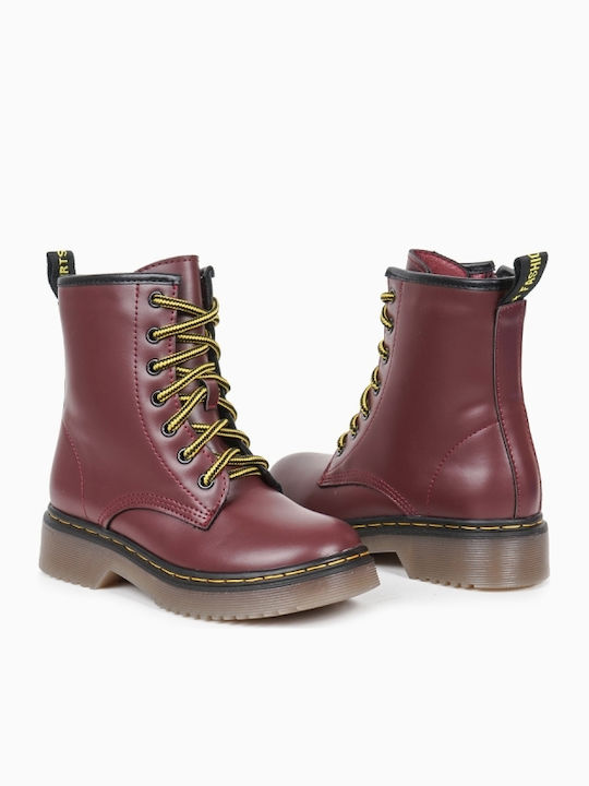 Smart Steps Kids Military Boots with Zipper Burgundy