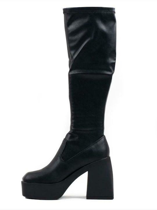 Leather High Heel Women's Boots Badgirls Black
