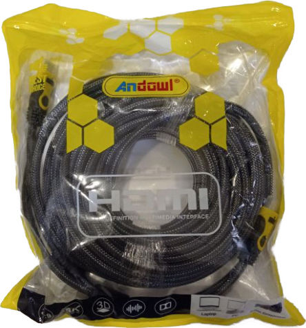 Andowl Braided Cable HDMI male - HDMI male 20m Black