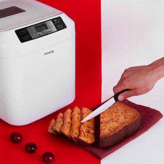 HKoenig Αρτοπαρασκευαστής 550W Χωρητικότητας 800gr με 12 Προγράμματα
