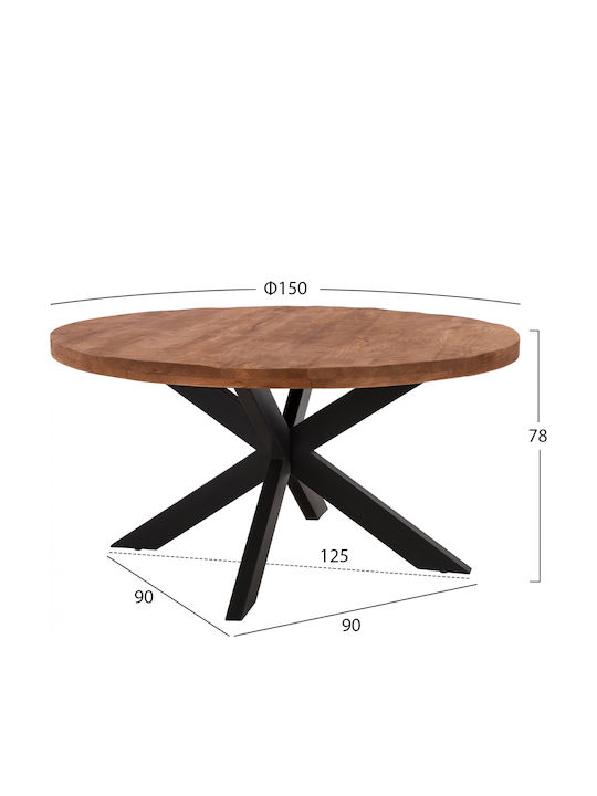 Levinho Rotund Masă Sala de mese din Lemn Masiv & Metal Mango 150x150x78buc