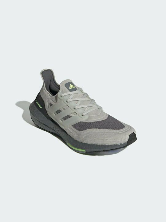 Adidas Ultraboost 21 Ανδρικά Αθλητικά Παπούτσια Running Metal Grey / Signal Green