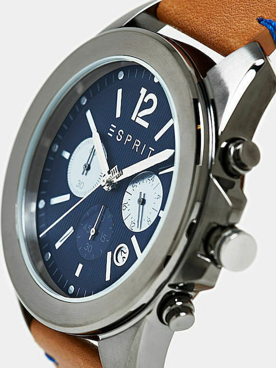 Esprit Men's Watch 45mm Chronograph Battery with Brown Leather Strap