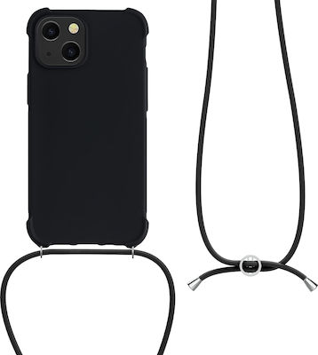 KWmobile Silicone Back Cover with Strap Black (iPhone 13 mini)